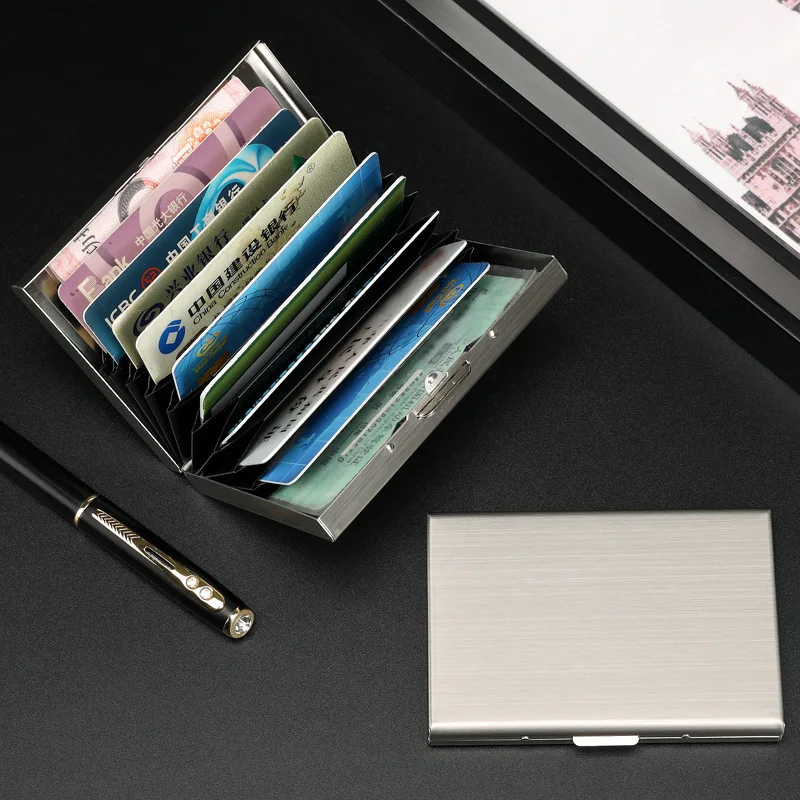 Of The Season Anti-Magnetic Stainless Steel Metal Wallet Unisex High Security Simple Luxury Card Holder Men