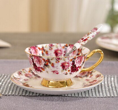 200ML European Style Bone China Coffee Cup and Saucer Set Mug Ceramic Tea Cup Mug For: 8