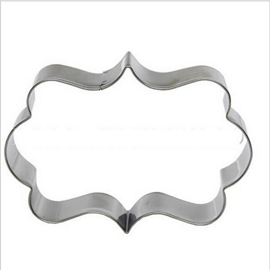 FoodyMine 3Pcs Plaque Cutter Cookies Frame Cake Ovale Vierkante Rechthoek Fancy Roestvrij Cookie Mold