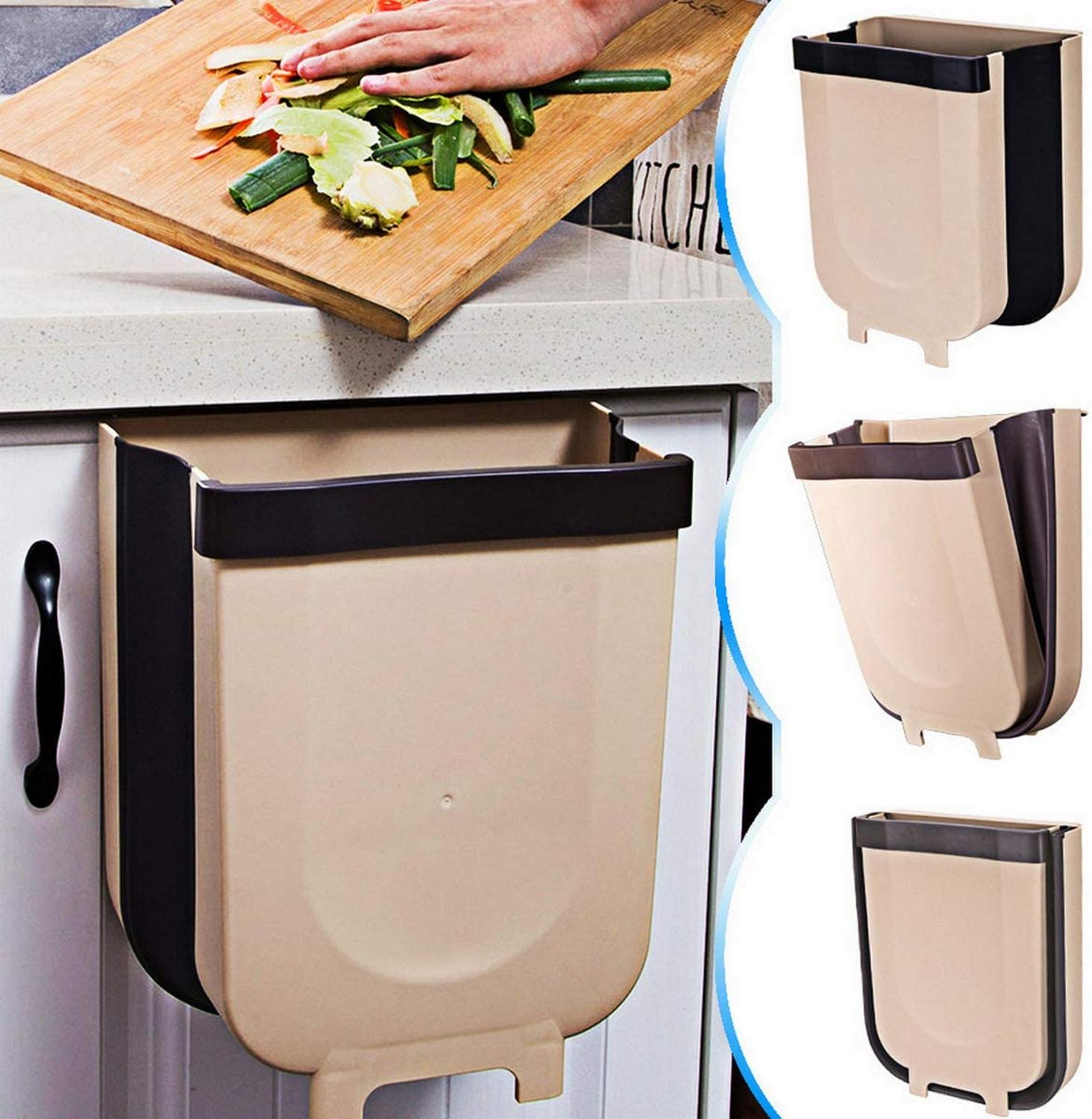Cubos de Basura Plegable Colgado Basurero Colgante  Contenedor Extraible Montado En La Pared, para la Cocina, Coche ,Baño: Cafe