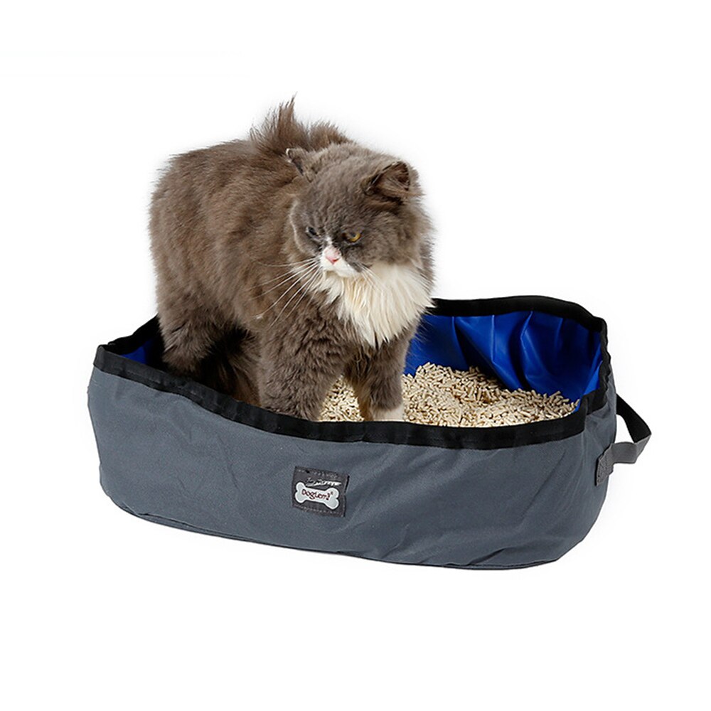 Caja de arena para gatos, bandeja para arena para gatos, para exteriores, plegable, portátil, para interiores, bolsa de arena para gatos, inodoro de entrenamiento para gatos: Gray