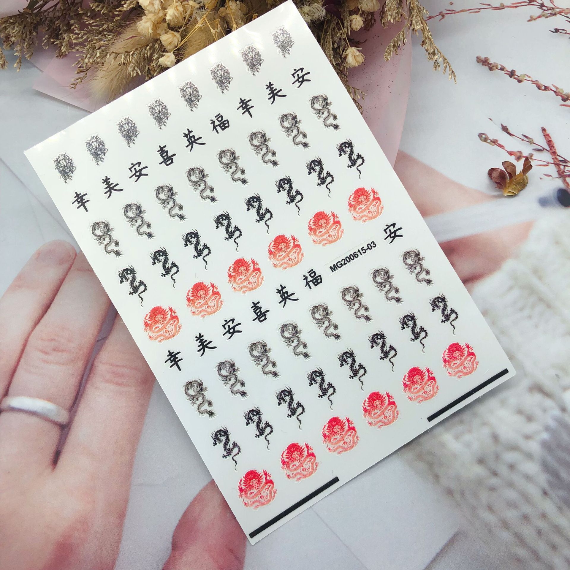 10 Pcs Nail Art Stickers Sliders Kleurrijke Chinese Draak Phoenix Nail Decals Folie Diy Nail Art Decoratie