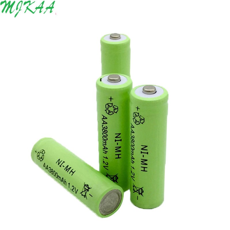 4Pcs Ni-MH 1.2V 3800mAh Green AA Rechargeable Nickel-metal Hydride Battery 14mm*50mm