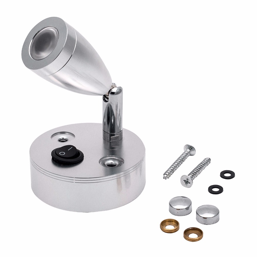 2x 12v läsvarmt ljus led spot vägglampa led läsljus 3w strömbrytare för husbil husvagn båt 3000k