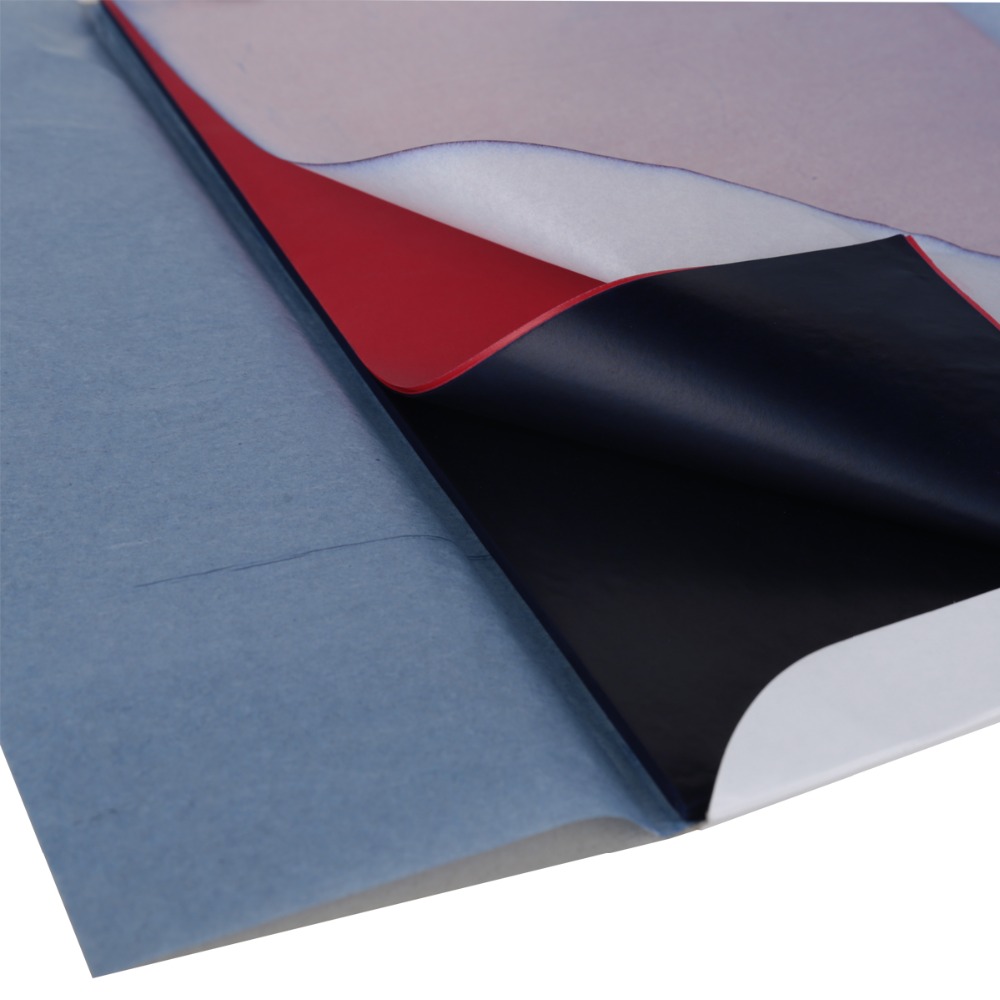 Delikatesse 9376 a4 dobbeltsidet blåt karbonpapir 100 ark/sæt inkluderer tre røde ark finansielle forsyninger 34cm*22cm blå