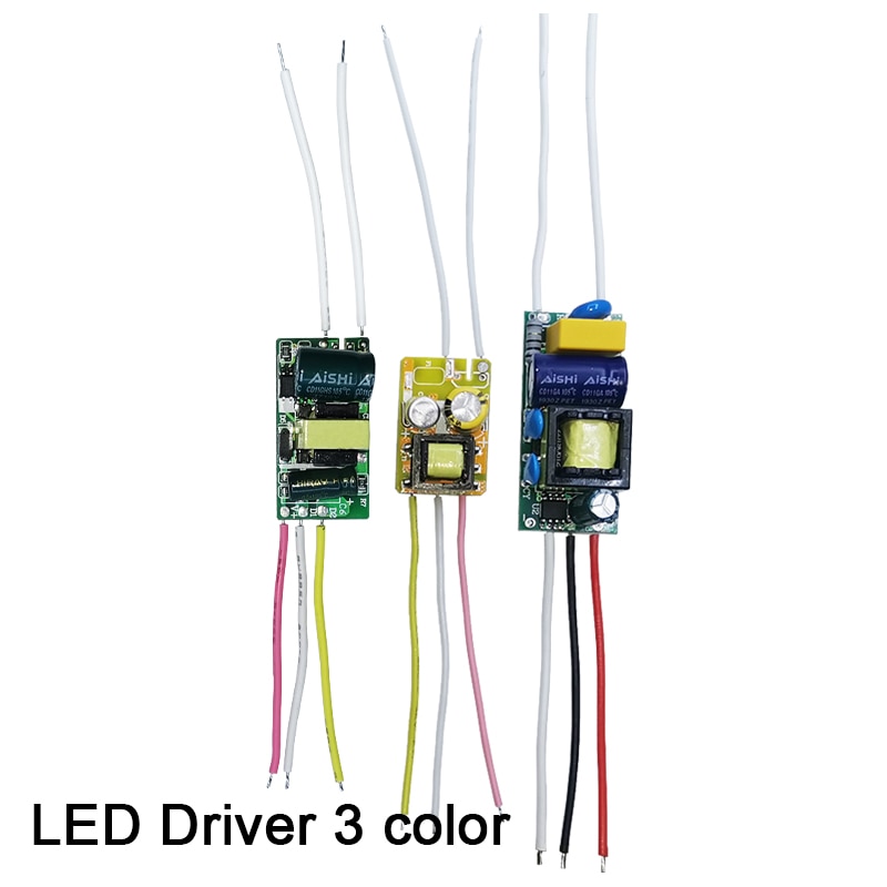 Led driver 3 farve strøm 250ma 1-3w 4-7w 8-12w ac90-265v belysning transformere til led pære strømforsyning dobbelt farve 3 pin