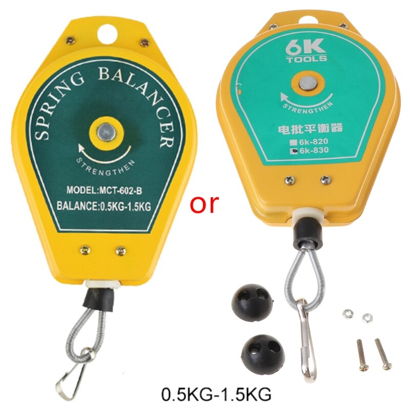 Free Ship Durable Retractable Spring Balancer Steel Wire Rope Measuring Tool Hook Holder Hanging 3-5kg Assembly-line Fixtures: 0.5-1.5KG
