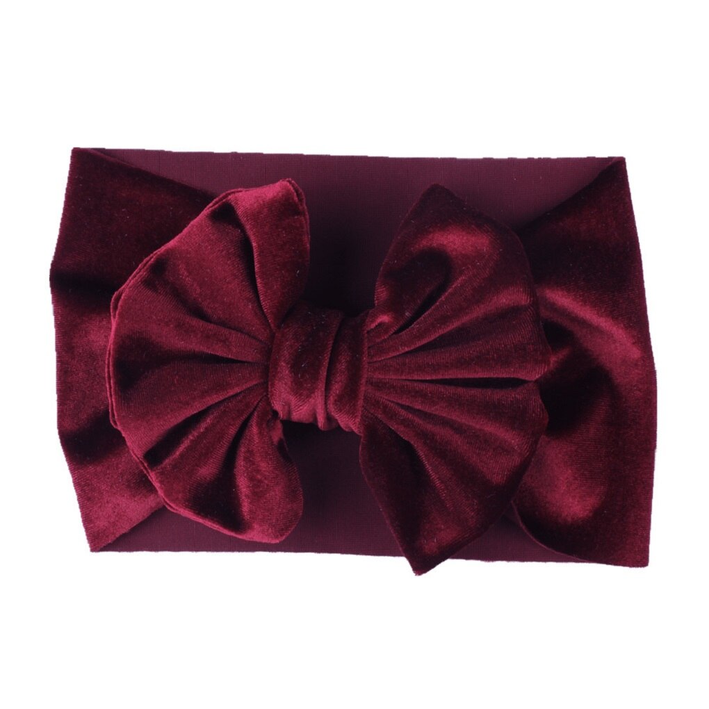 Diadema de terciopelo con lazo para bebé y niña, diadema de Navidad para recién nacido, 6cm, lote elástico suave: Borgoña