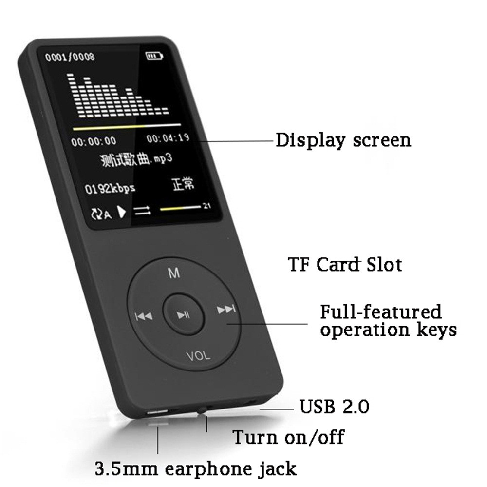 70 Hours Playback MP3 Lossless Sound Music Player FM Recorder TF Card