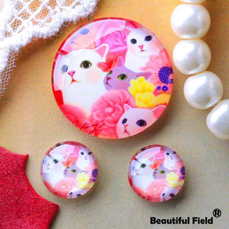 12mm 25mm 14mm 16mm 18mm 20mm zdjęcie piękne szklane kaboszony okrągłe Cameo zestaw Handmade ustawienia kamień kot CA004