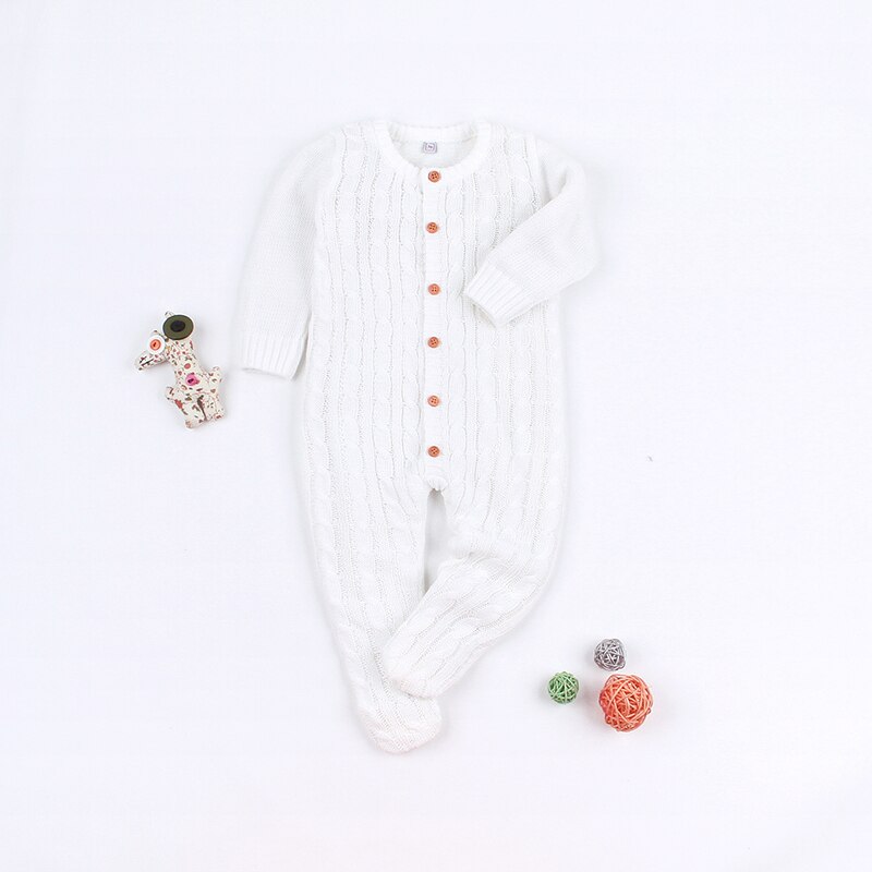 Herfst Baby Baby Meisjes Lange Mouw Gebreide Solid Print Rompertjes Kinderen Jongens Bodysuit Jumpsuit Aankomst: W / 6m