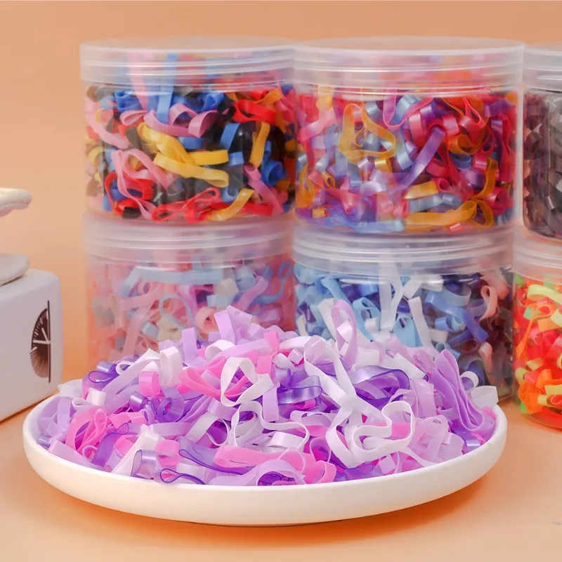 500 unids/caja de bandas de goma desechables gruesas de alta elasticidad, soporte para coleta para niñas, lazos para el cabello, banda para el cabello colorida, accesorios para el cabello