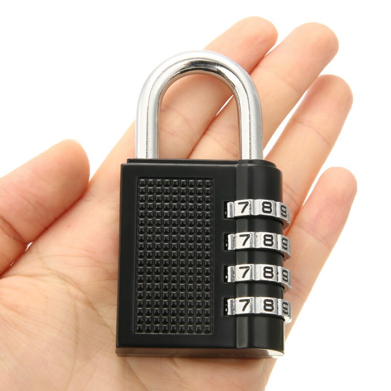 76*40*13mm Heavy Duty 4 Dial Digit Combination Lock Weatherproof Security Travel Padlock Outdoor Gym Safely Code Lock Black