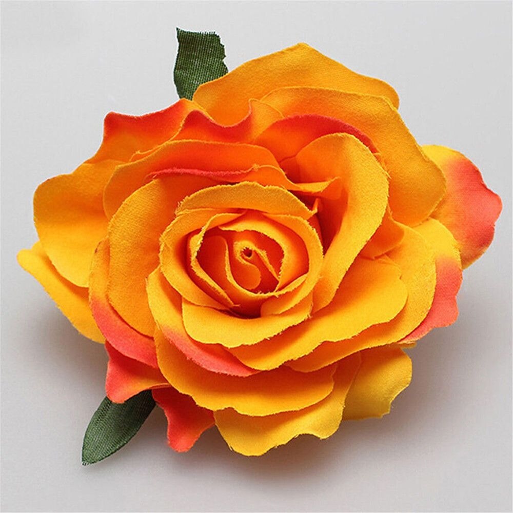 1pc offre spéciale bricolage coiffure cheveux accessoires pour mariée mariage flocage tissu rouge Rose fleur épingle à cheveux pince à cheveux fleur chapeaux: Orange