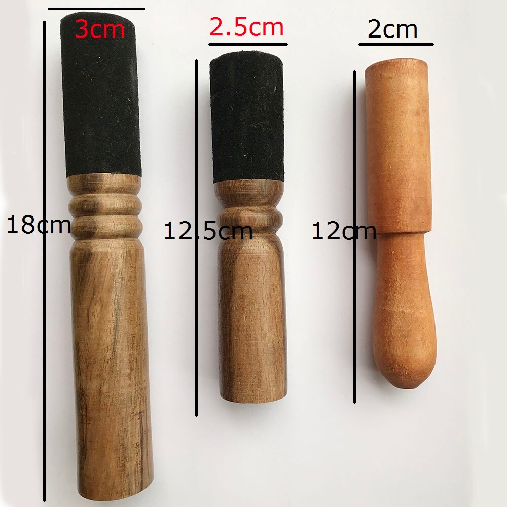 Tibetansk sångskål handgjord hård trästriker läderinpackad träpinne klubba 12/18cm alternativ