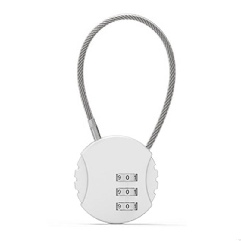 920L Small Travel Luggage Lock 3 Digit Combination Padlock Small Wire Rope Password Lock for Backpacks Gym School Lockers: Silver