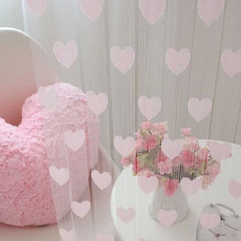 Goedkoopste String Gordijn voor Woonkamer Deur Kwastje Screen Room Divider Blind Venster Drape Hart Panel Chinese Gordijnen: Pink