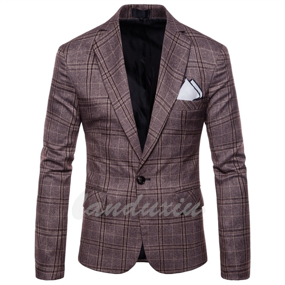 blazer scozzese grigio abito da uomo in stile britannico di alta qualità blazer da sposa giacca da uomo sottile in forma in forma abbigliamento da uomo di moda