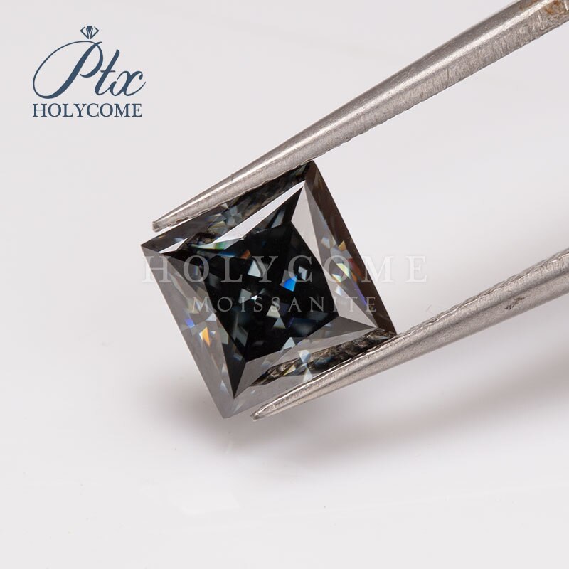 Grigio scuro di modo di colore pietre 5.5x5.5mm della principessa taglio allentato moissanite pietre preziose diamante кольца браслеты ьги с зеленным камн