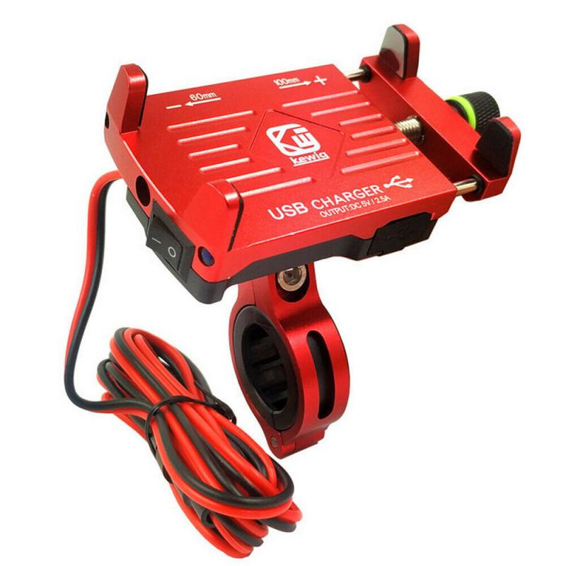 Mobiele Auto Telefoon Houder Motorfiets Smartphone Ondersteuning Voor Moto Motor Motorbike Stuur Mount Stand Met Draadloze Oplader: 1 PCS Red