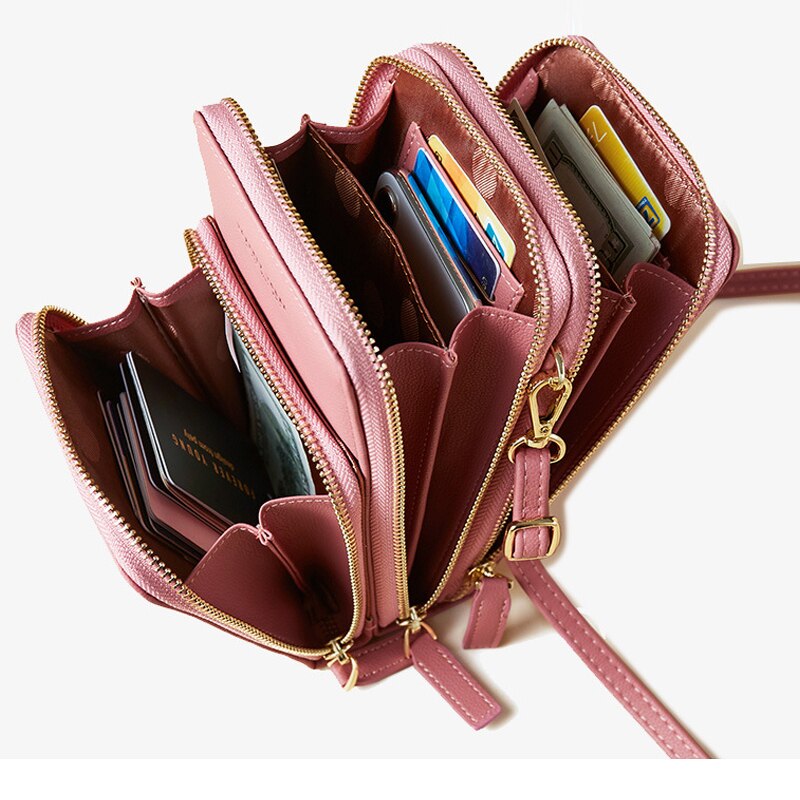 YIZHONG Large Capacity Shoulder Chest Bag Women Card Cell Phone Pocket Leather Crossbody Bags Purse Female Messenger Bag