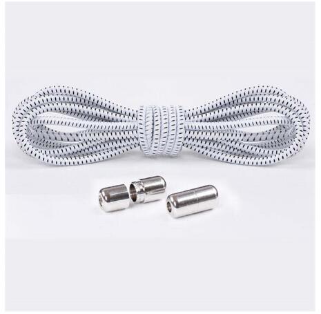1Pair Elastic Locking Shoelaces Round No Tie Shoe Laces Kids Adult Sneakers Shoelaces Fast Lazy Shoe Lace Shoestrings: white black dot