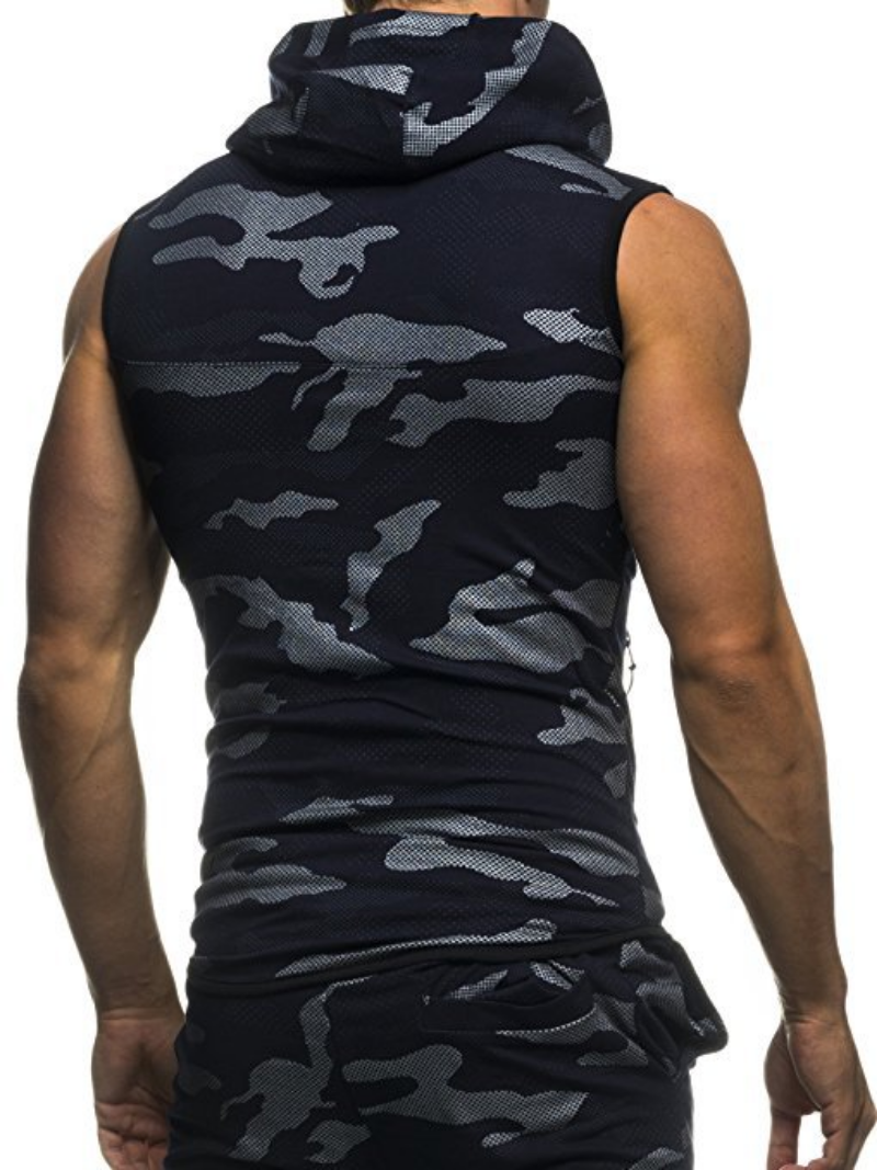 Mænd bodybuilding tanktoppe ærmeløse hættetrøjer mænd afslappet camouflage hættetrøje herre camouflagetøj