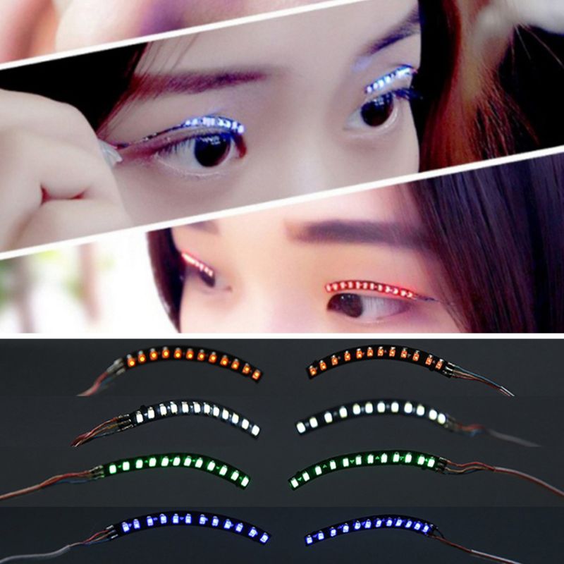 Pestañas postizas con luz LED Unisex, maquillaje de , creativas, hechas a mano, luminosas, para Halloween