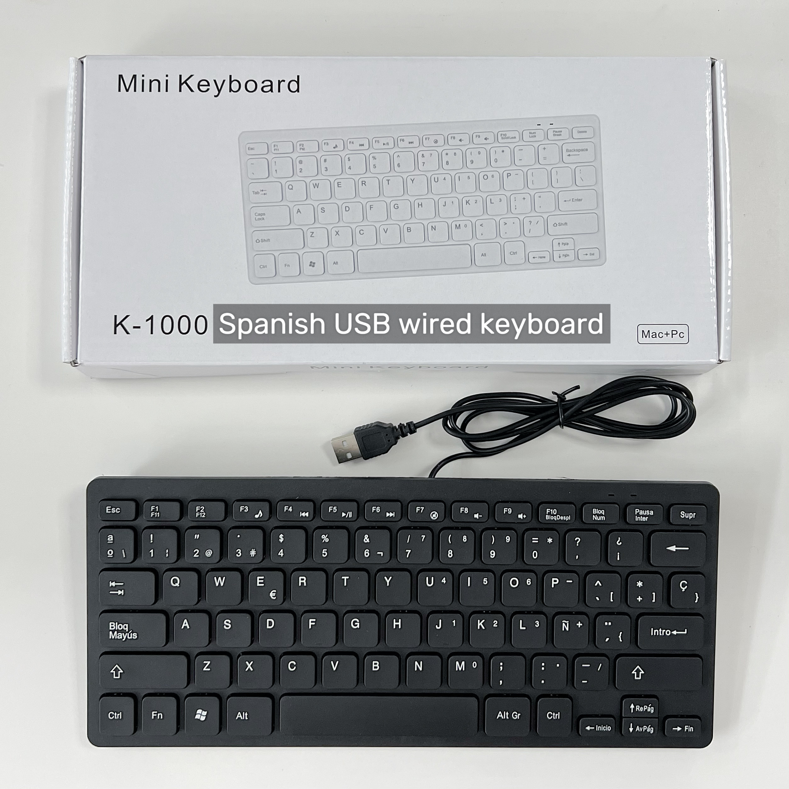 Japanese German Russian French Spanish USB wired mini keyboard Language 78 Keys for Desktop Computer PC Laptop thin: Khaki