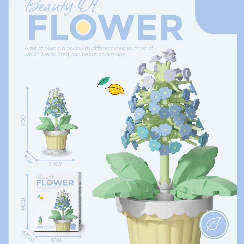 Mini Daisy Flower with Pot Micro Building Block Toy Intricate Floral Details Multiple Styles Available for Home and Office Décor: Dark Green