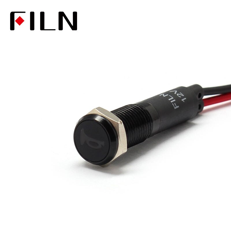 FILN 8mm voiture tableau de bord klaxon avertissement symbole led rouge jaune blanc bleu vert 12 v indicateur led lumière avec câble 20 cm