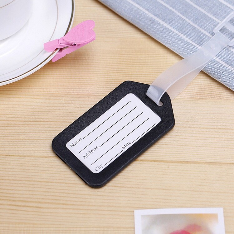reizen accessoires Plastic Bagagelabel Reizen Koffer Reistas Boarding Tag Label Naam ID Tags snoep kleur: black