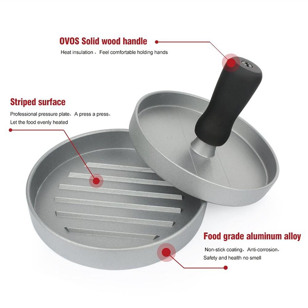Aluminiumslegering hamburger trykk rund hamburger kjøtt biff stekt grille burger trykk patty maker form kjøkkenverktøy