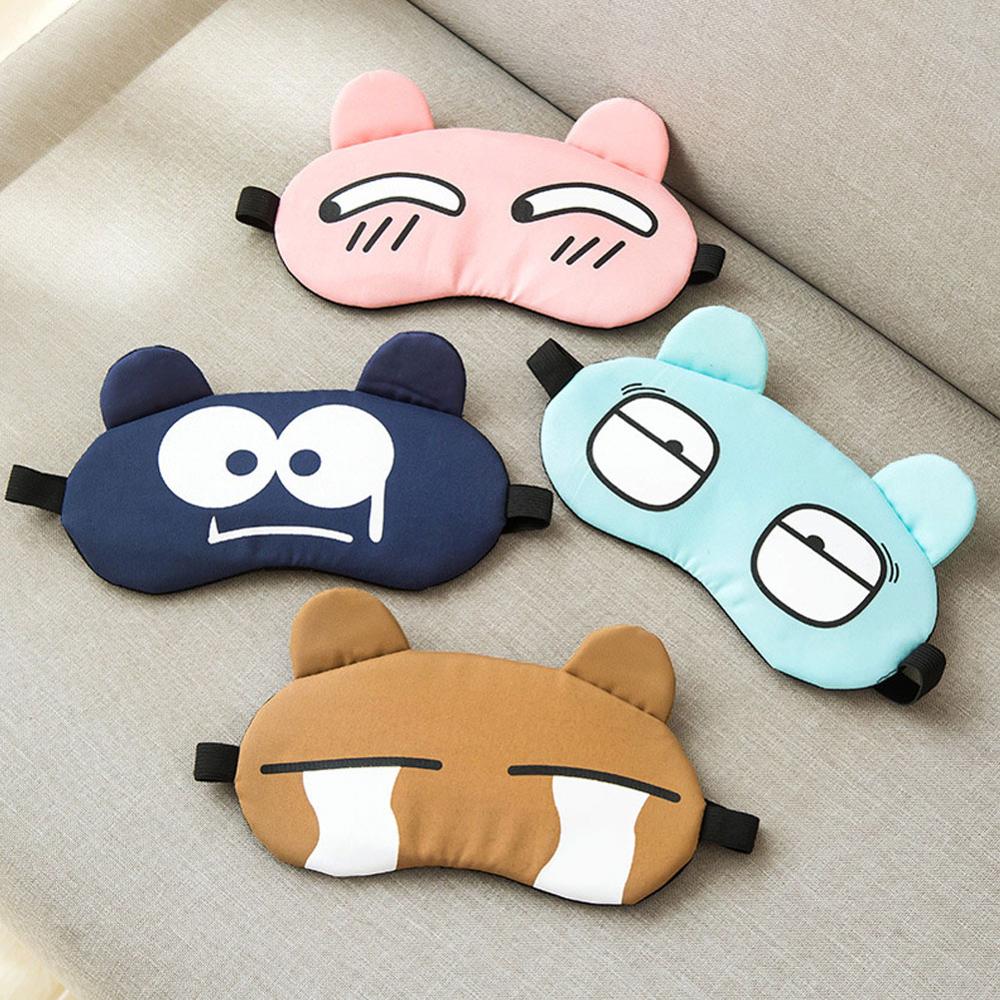 1pc Cute Cartoon Expression Eye Mask Soft Funny Sleeping Mask Cover Travel Relax Eye Band Eyepatch Aid Kids Protective Blindfold