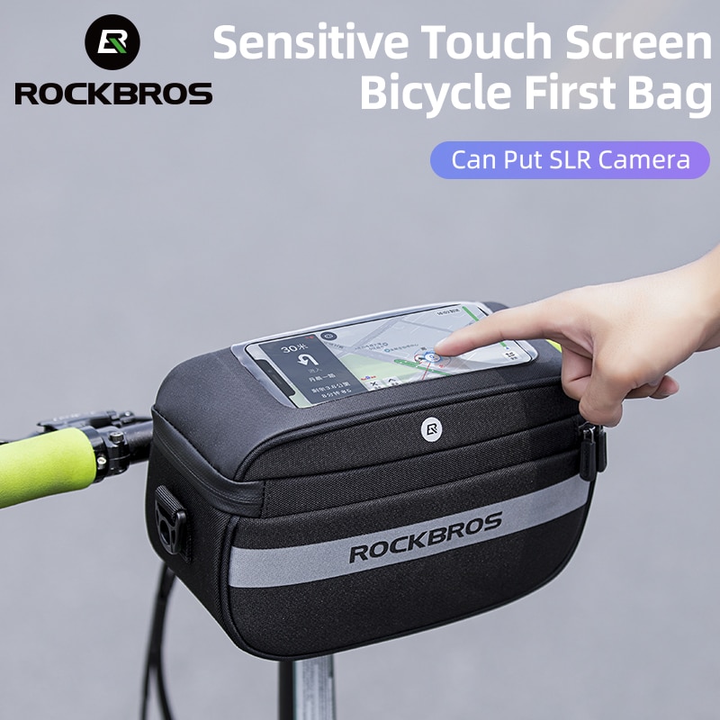Rockbros Fiets Voor Bag Tpu Touch Screen Elektrische Fiets Stuurtas Hoge Capaciteit Mtb Racefiets Vouwfiets Scooter Zak