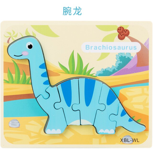 Let'S Make 1PC Montessori Toys Wooden Dinosaur Puzzle Cartoon Early Educational Baby Toy Wood Puzzle Toys: 07