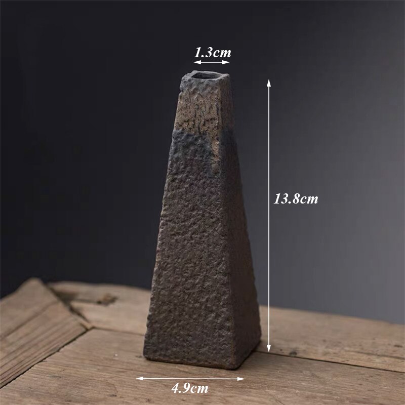 Handmade Small Ceramic Flower Japanese Coarse Pottery Flower Container Tea Ceremony Retro Home Decor Office Ornaments
