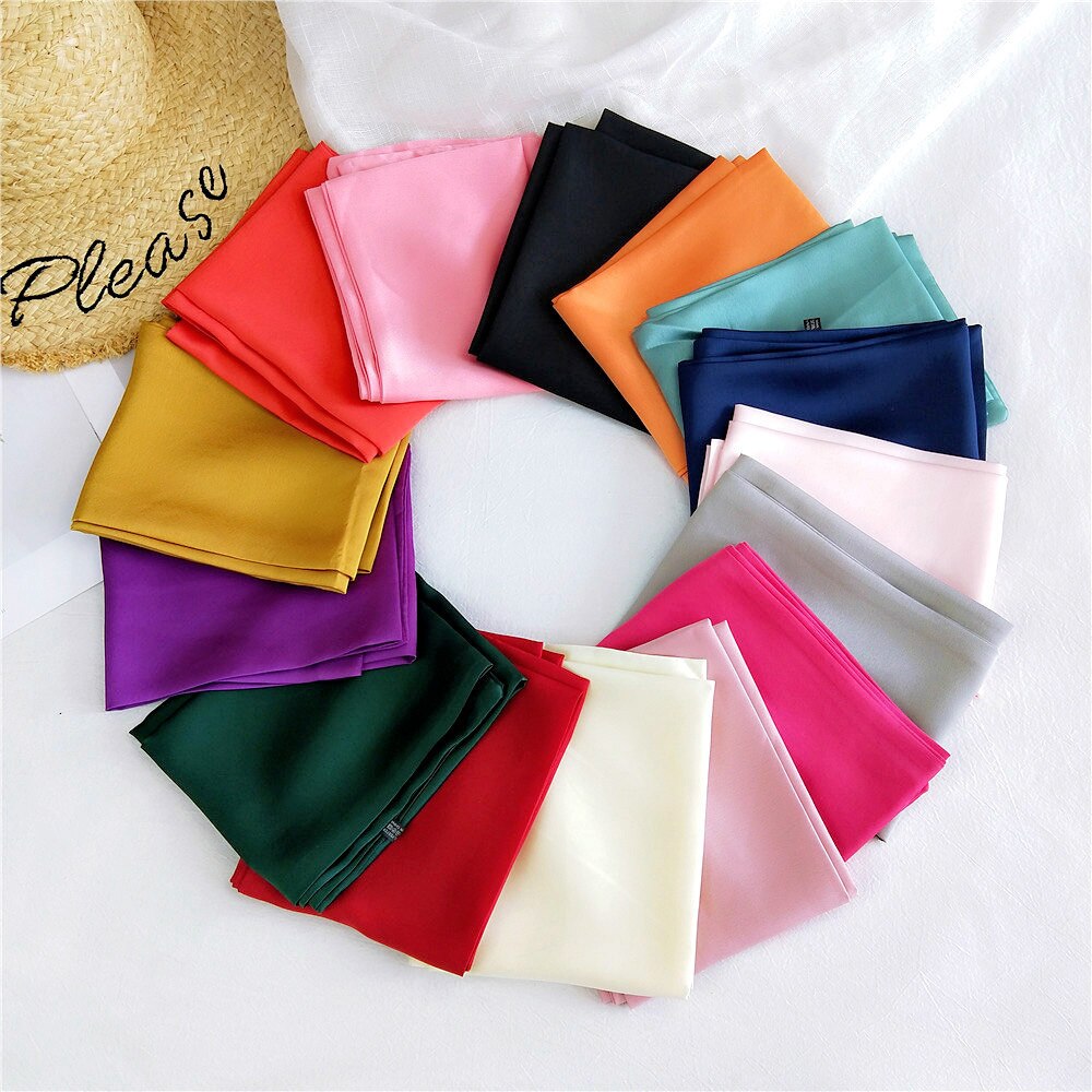 Pitkä laiha huivi silkkisatiininen kaulahuivi naisille yksiväriset hiushuivi naisten päähuivit pinkki vihreä