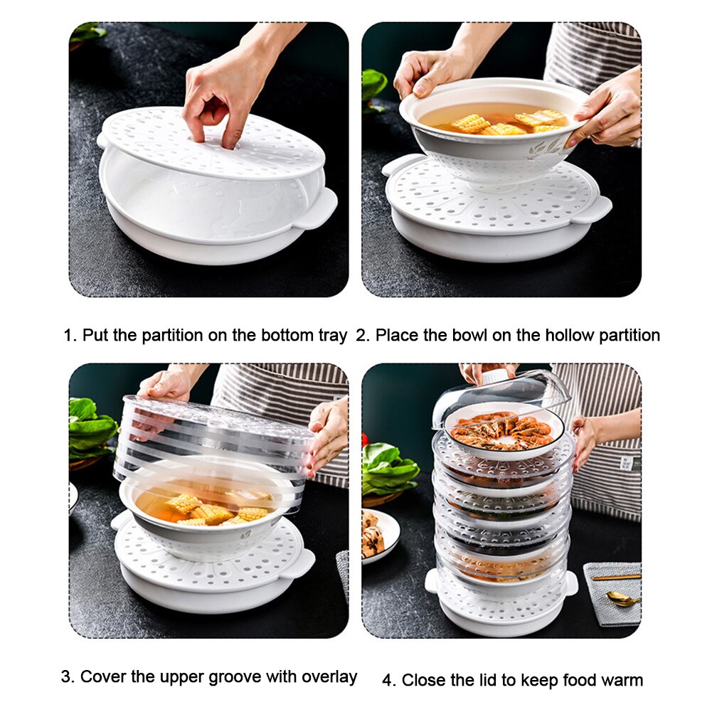 Gennemsigtig og stabelbar madisoleringsdæksel køleskab mad grøntsagsdæksel spisebord støvtæt pande