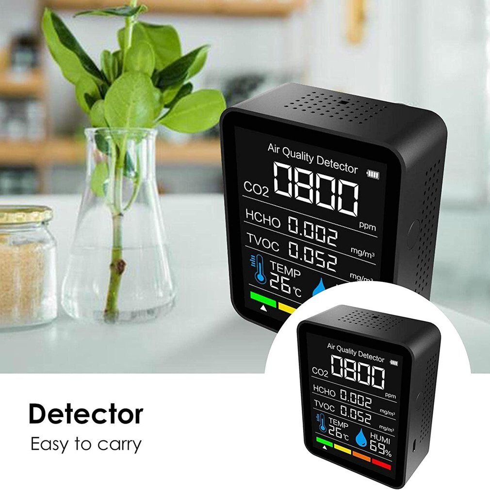 Con misuratore di CO2 5 in1 compatibile Bluetooth Tester digitale del sensore di umidità della temperatura Monitor della qualità dell&#39;aria anidride carbonica TVOC caldo