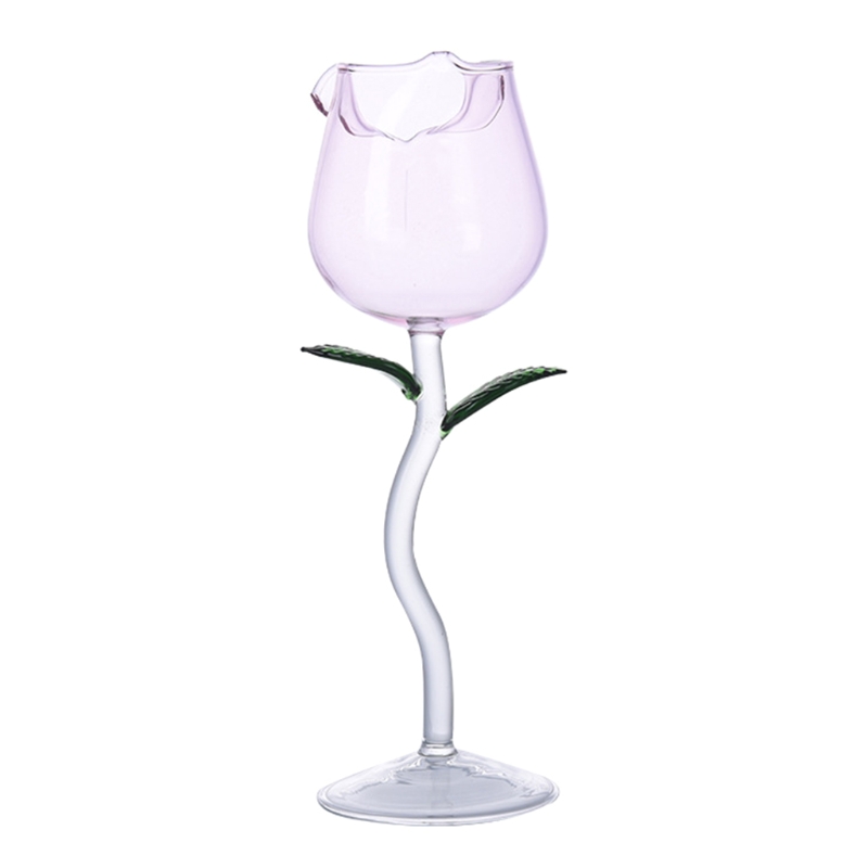 Copas de copa de flor rosa, cristal soplado a mano, flautas de champán, vino tinto con clase.: 100ml