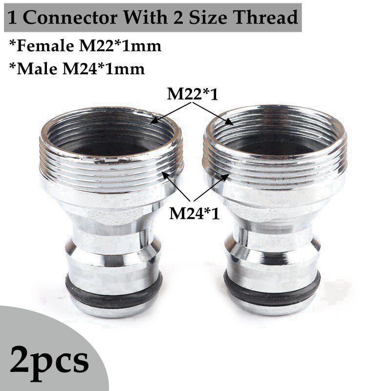 2 stk  m22 m24 tråder kjøkkenkran hurtigkobling baderomskraner adapter hage vannkoblinger servant messing skjøter: Krom 2 stk