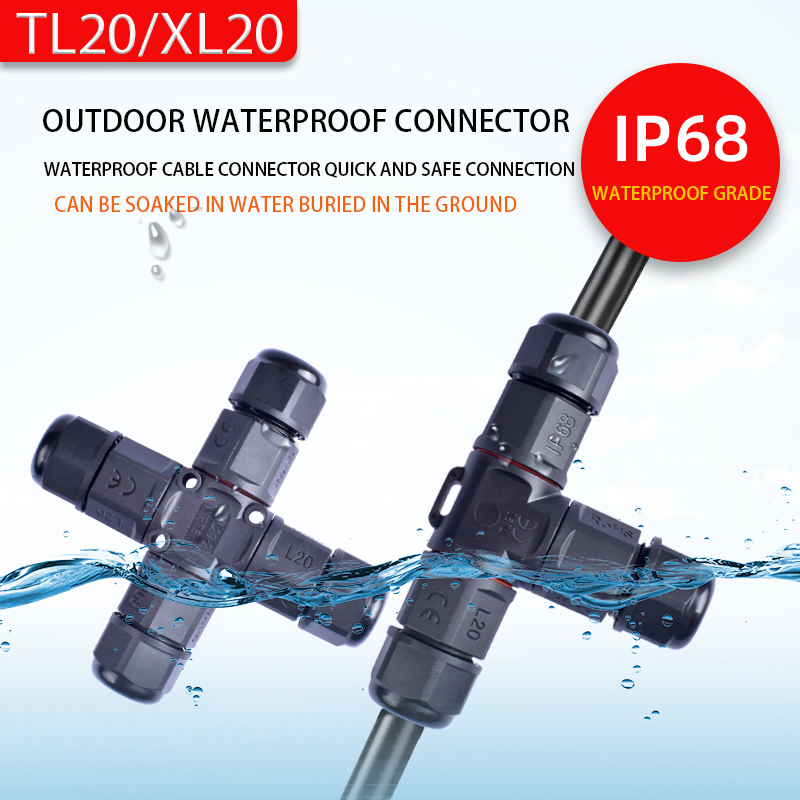 IP68 Waterproof Electrical Connector LED Light Cable Connector,TL20 XL20 2/3P Screws wiring Connector Box For Used Underground