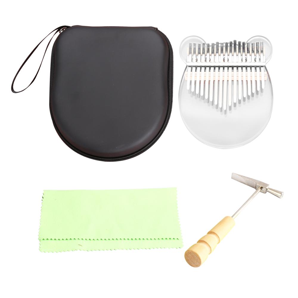 Kimi Muslady Kalimba 17 Key Acryl Transparante Thumb Piano Met Tuner Hamer Kalimba Case Vinger Piano Willekeurige: NO logo