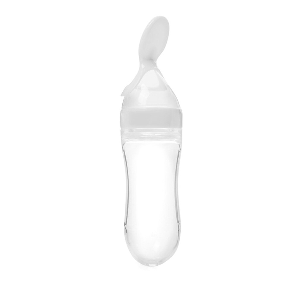 90ml babyfodringsflaske med ske kosttilskud ris kornflasker presseske mælkefoderflaske 1-3 års babypleje: Hvid