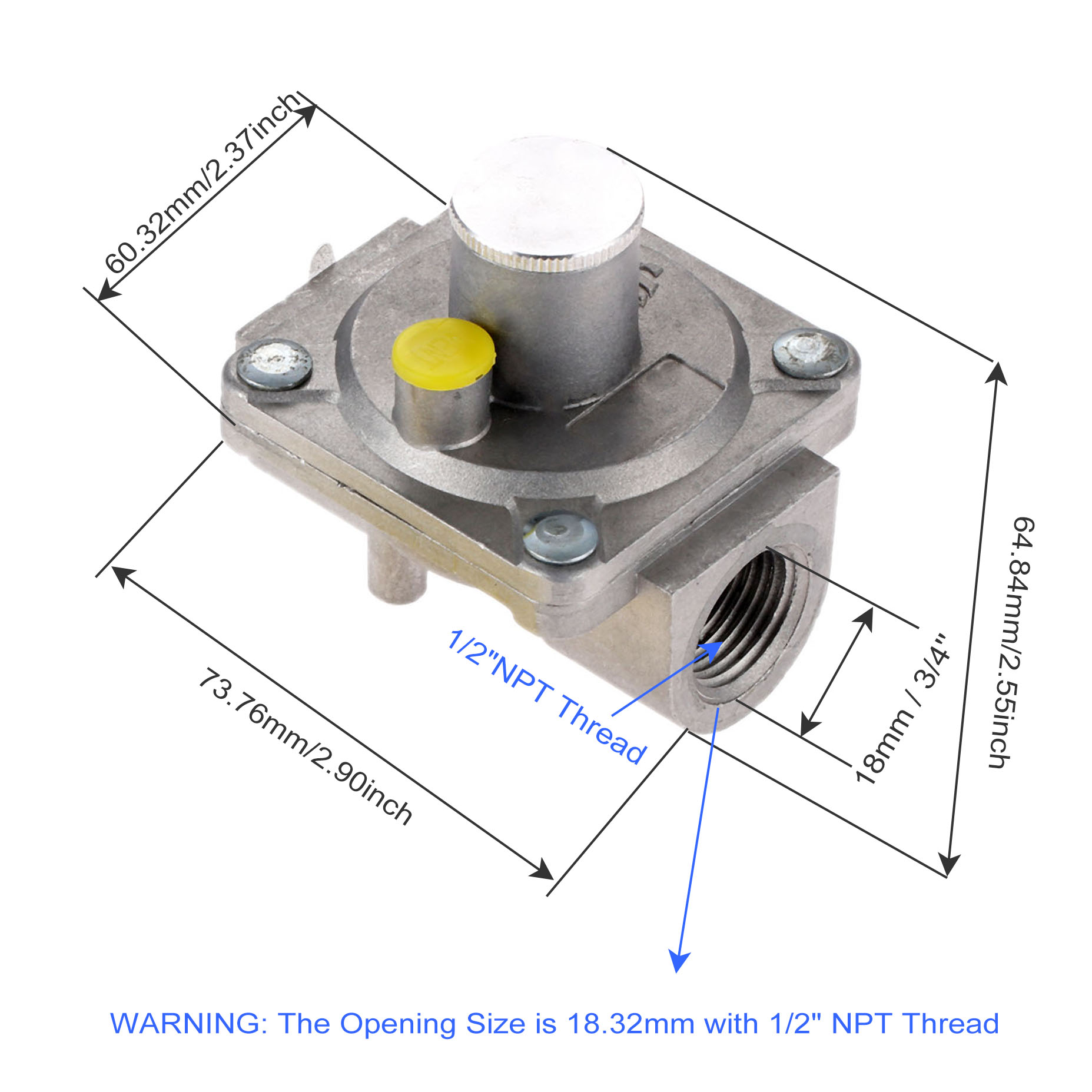 1/2 &quot;Gas Grill Regulator Outlet Druk Lpg 5&quot; Wc, voor Ng Gas Npt Aardgas Lage Drukregelaar Met Gas Lijn Draad Tape