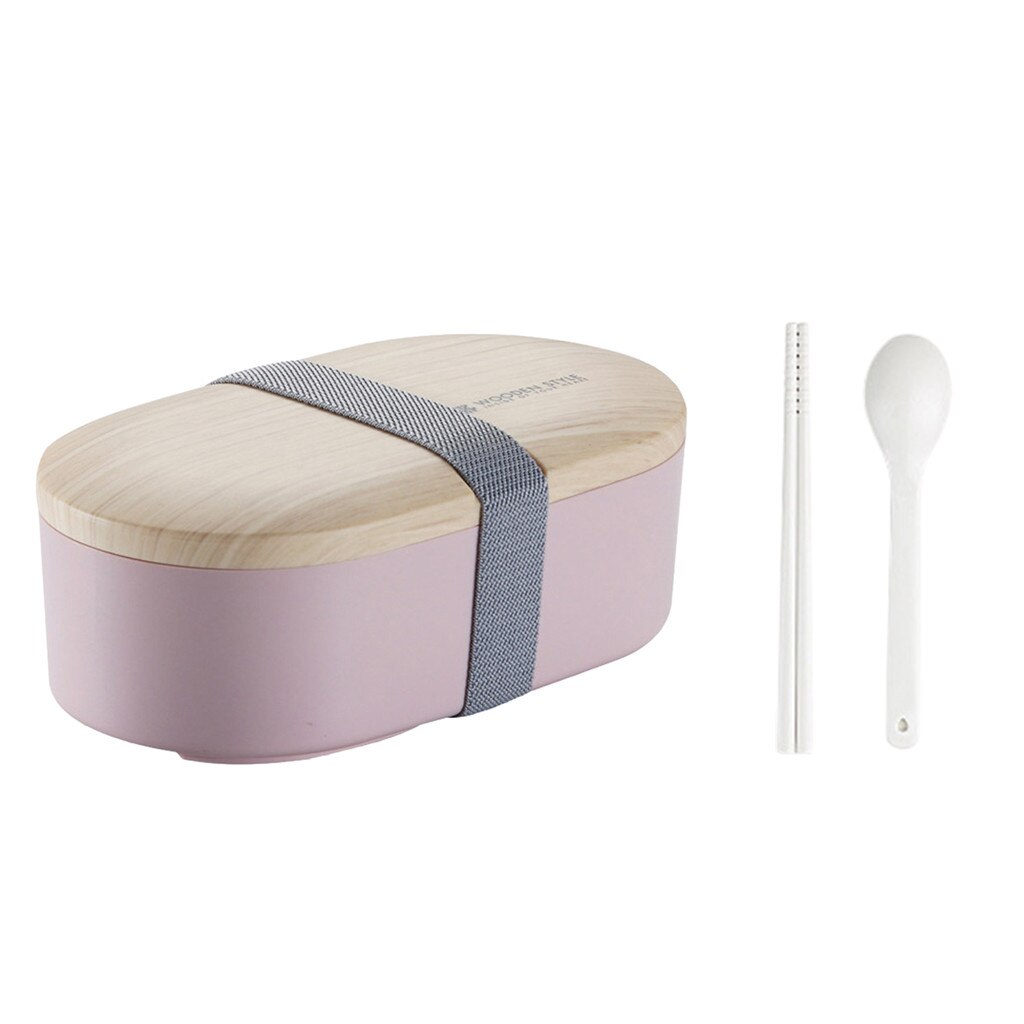 Microwave Lunch Box Japanese Wood Bento Box 2 Layer Container Storage Sudent School Lunch Storage Case: C