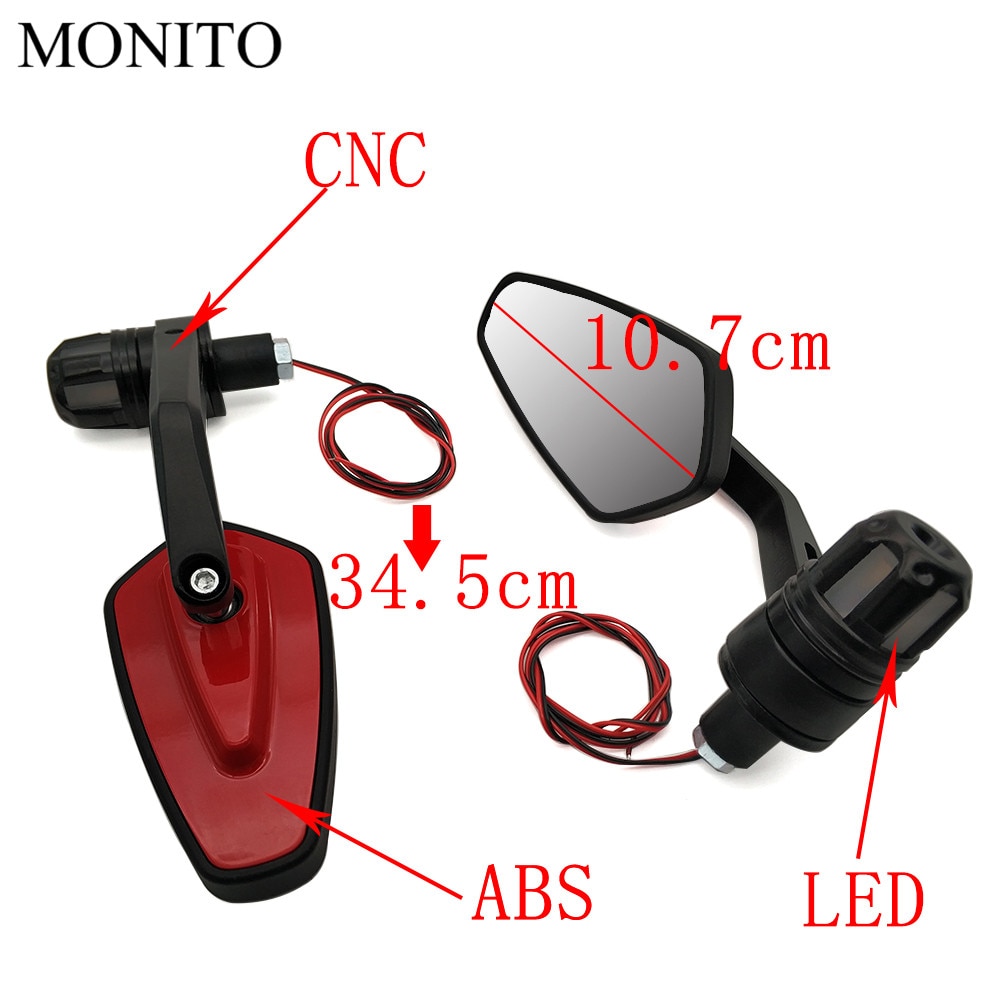 7/8 22mm Motorcycle Side Mirror LED Handle Bar End Mirrors Turn Signal For Honda CB 300F 500F CBR600RR CBR929RR CBR954RR CB1000R
