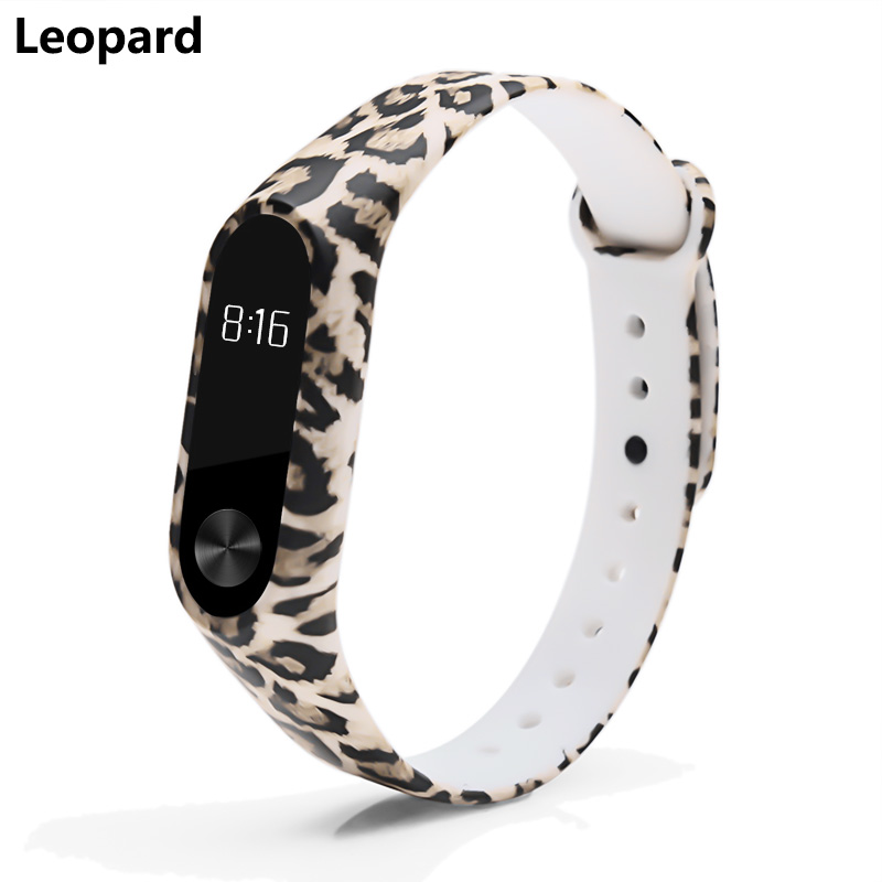 Correa BOORUI miband 2 correa pulseira silicona mi2 correa de muñeca de repuesto para xiaomi miband 2 pulseras inteligentes bandas: Leopard