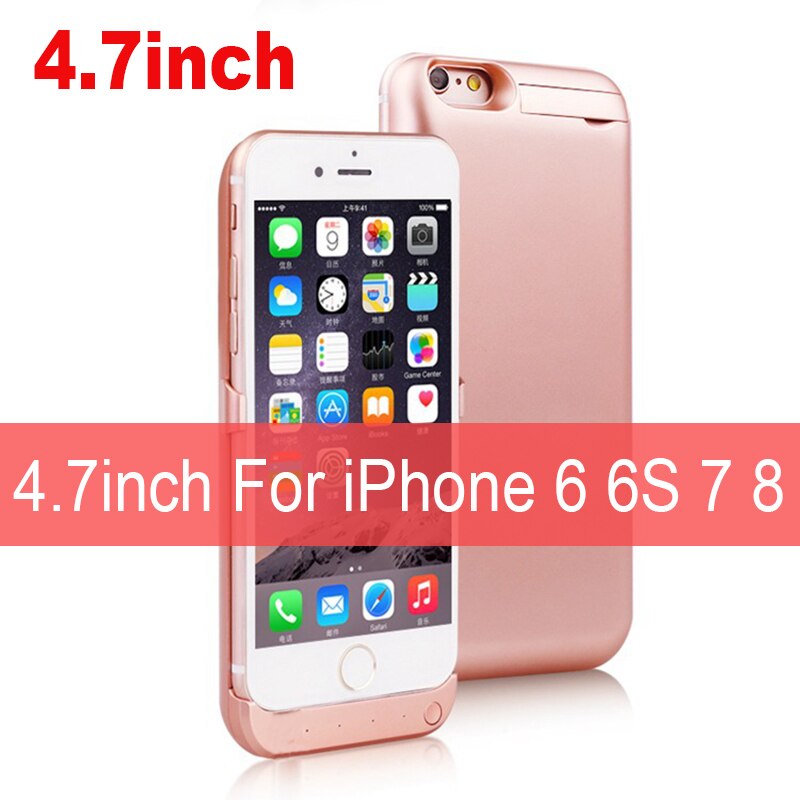 10000Mah Telefoon Batterij Case Voor Iphone 6 6S 7 8 Power Bank Opladen Case Cover Voor Iphone 6 6S 7 8Plus Battery Charger Case: ROSY GOLD I6 6S 7 8